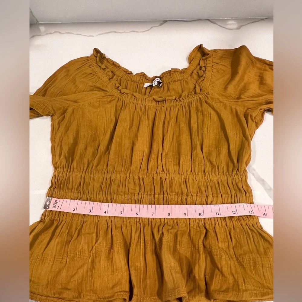 Madewell Sophia Textured Top‎ Antique Yellow Long Sleeve Size XS - Picture 10 of 13